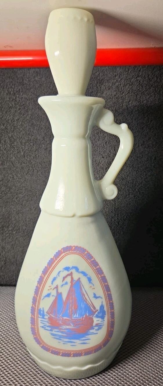 Jim Beam Decanter D-334 Blue Dutch Windmill Sailboats Vintage 1963 Empty 13"